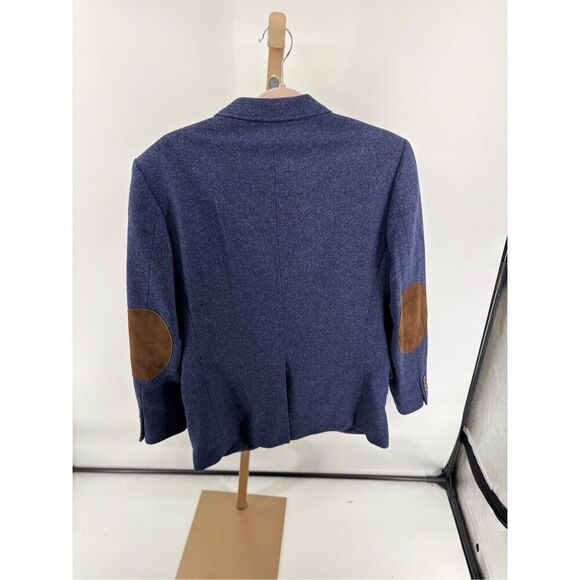 J Crew Men’s blue  leather elbow patch two button sport coat Size 38R - Picture 7 of 12